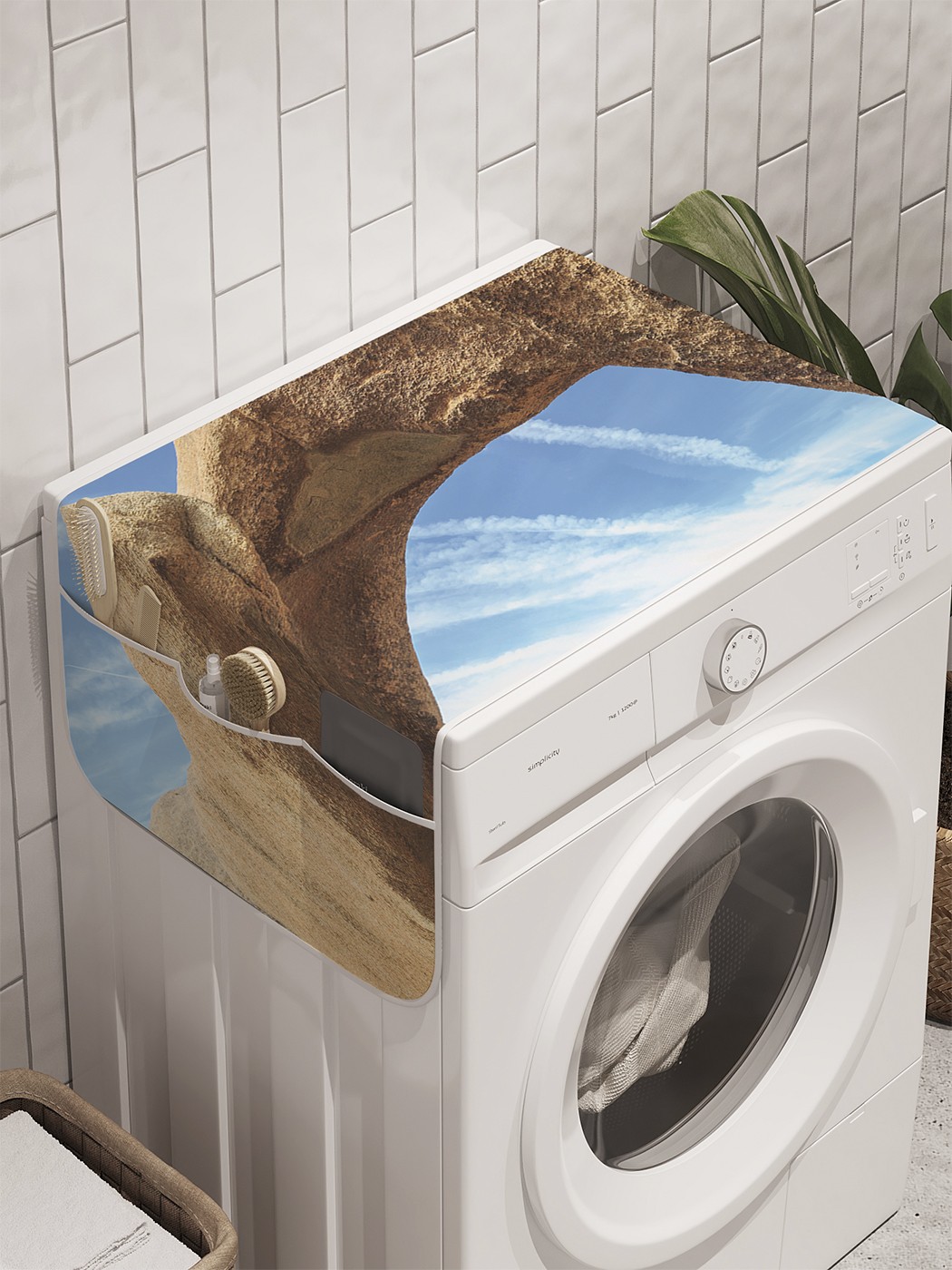 фото Органайзер "каменный поцелуй" на стиральную машину, 45x120 см ambesonne
