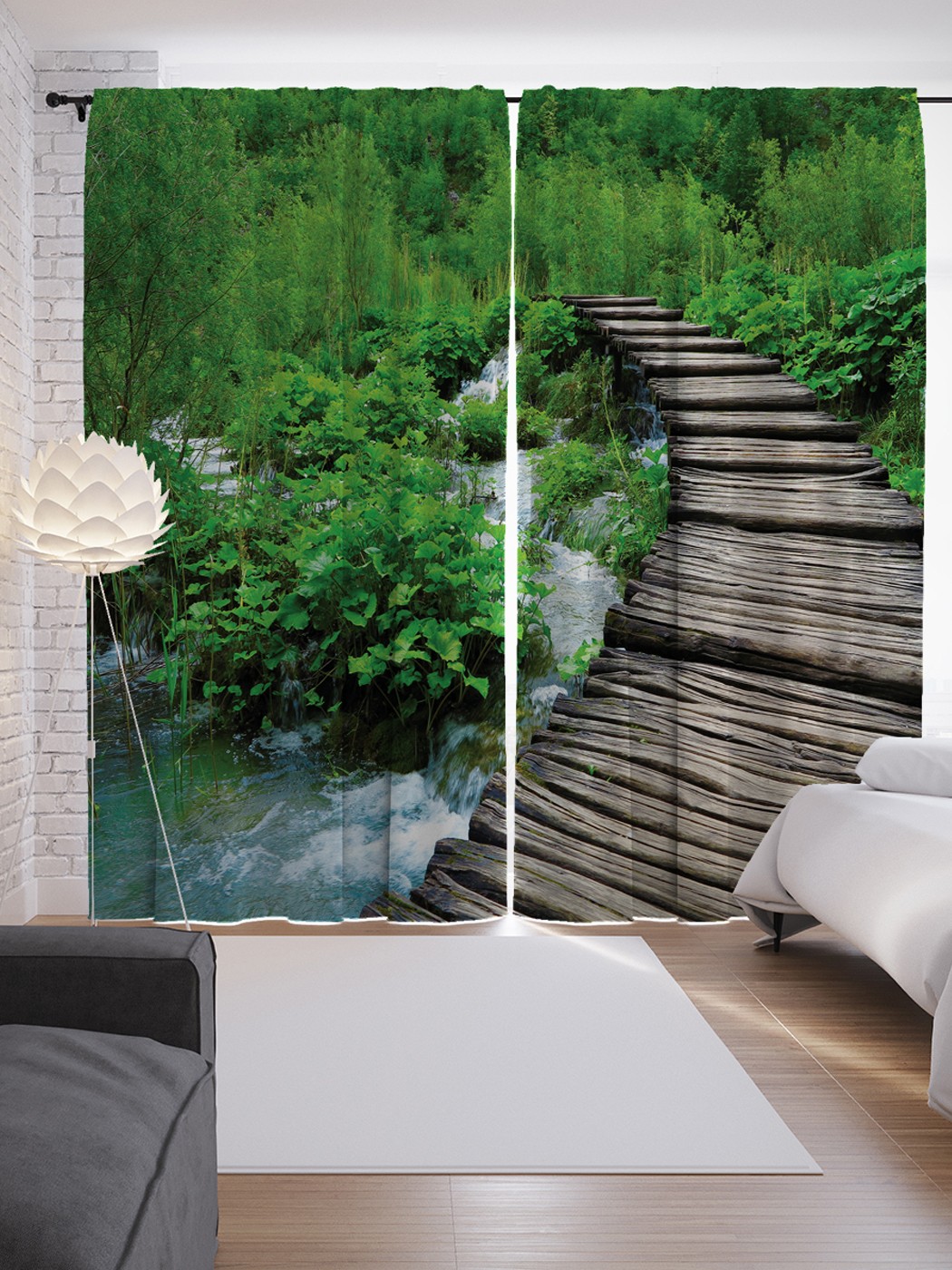 фото Шторы с фотопечатью joyarty «лестничный мост» из сатена, 290х265 см