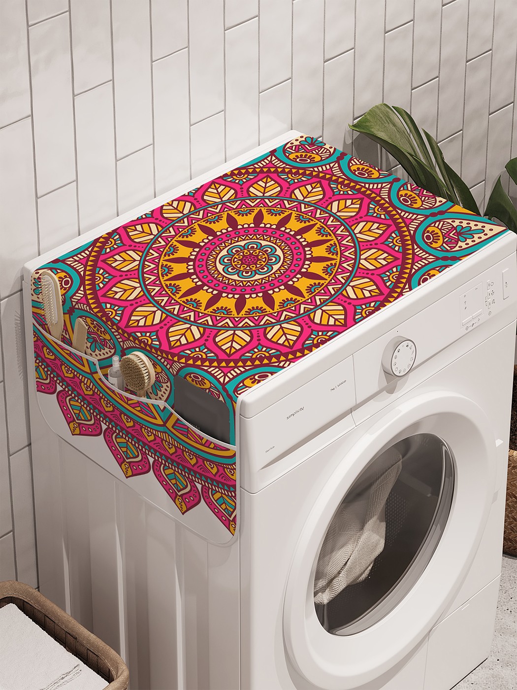 фото Органайзер "цветочная вышивка" на стиральную машину, 45x120 см ambesonne