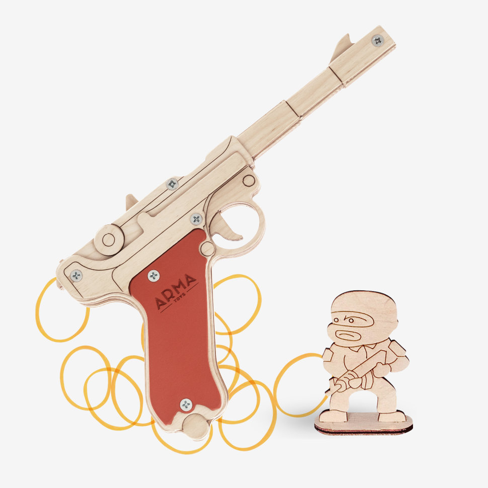 Игрушечный пистолет Arma.toys Люгера Парабеллум, деревянный резинкострел трофей снайпера 2 arma toys снайперская винтовка мосина и пистолет люгера игрушка
