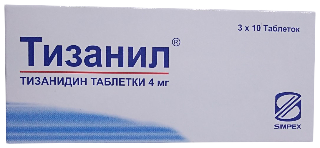 фото Тизанил таблетки 4 мг. 30 шт. simpex pharma