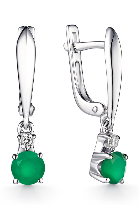 

Серьги женские из серебра АЛЬКОР 02-1347, агат/цирконий, 02-1347
