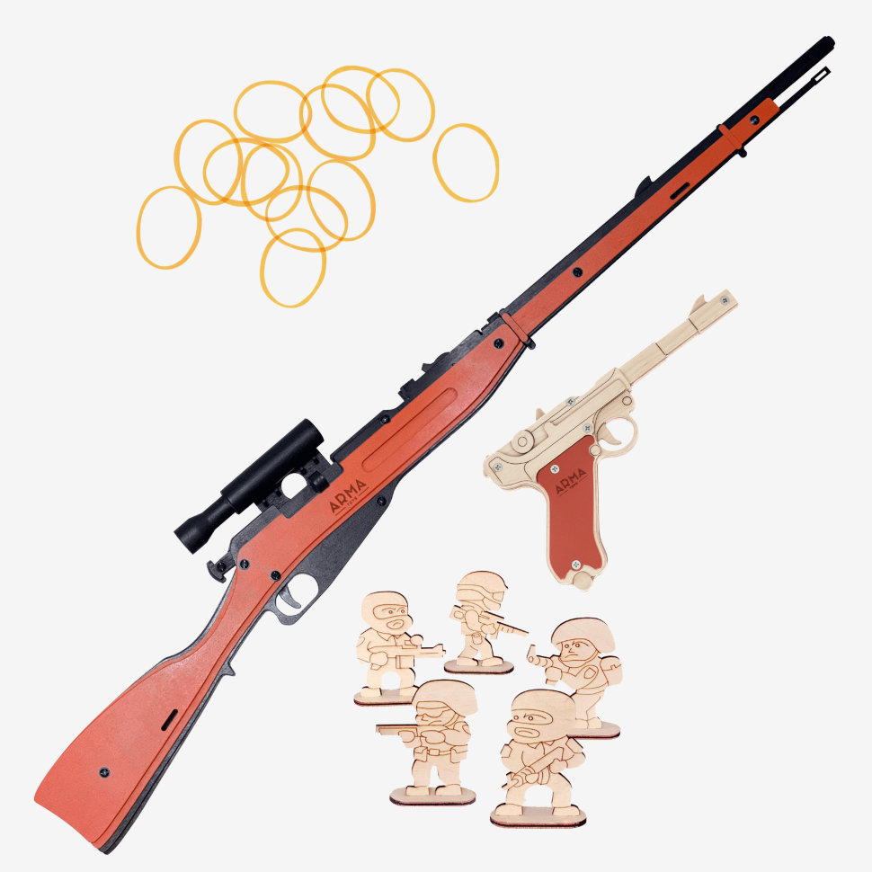 Трофей снайпера - 2 Arma.toys снайперская винтовка Мосина и пистолет Люгера(игрушка) резинкострел игрушечный arma toys снайперская винтовка мосина штык прицел at018