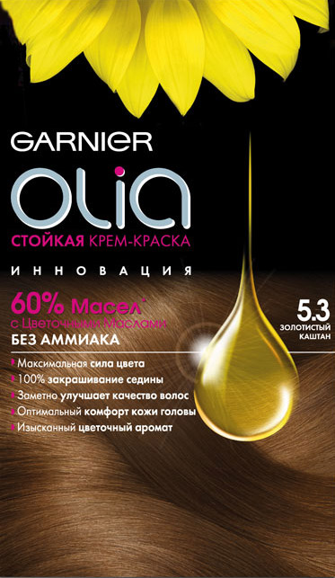 фото Краска для волос garnier olia 5.3 золотой каштан