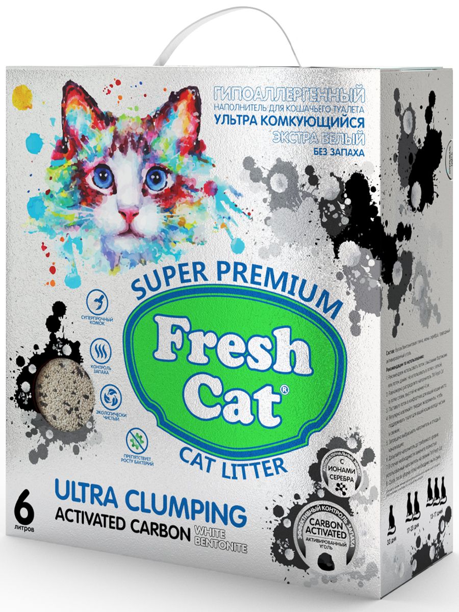 Комкующийся наполнитель Fresh Cat бентонитовый, 6 л