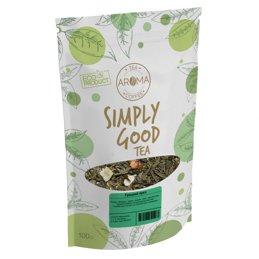 

Чай Aroma Грецкий орех, зеленый с добавками листовой, 100 гр