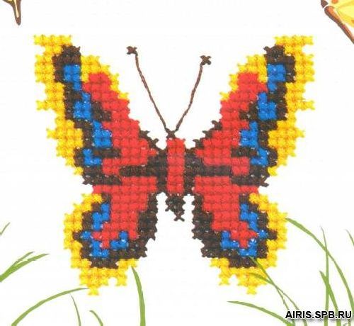 фото Вышивка крестом рс-студия бабочка красно-желтая 642369