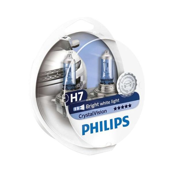 фото Лампы галогенные philips h7 12v 55w px26d crystal vision w5w 12v-5w w2,1x9,5d 2шт 12972cv2