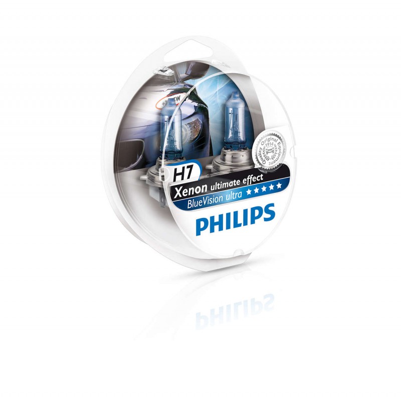 фото Лампы галогенные philips h7 12v-55w p14,5s +12v w2,1x9,5d bluevision ultra 2шт. 12972bvusm