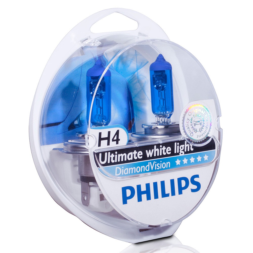 фото Лампы галогенные philips h4 12v- 60/55w (p43t) diamond vision (2шт) 12342dv2