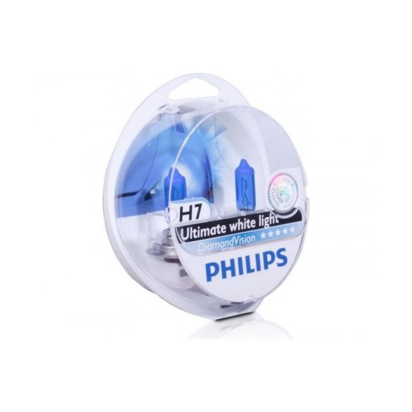 фото Лампы галогенные philips h7 12v- 55w px26d белый холодный. diamond vision 2шт 12972dv2