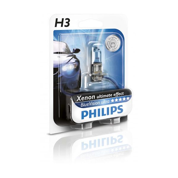 

Лампа галогенная Philips H3 12V 55W PK22s Blue Vision Ultra блистер 1шт. 12336BVUB1