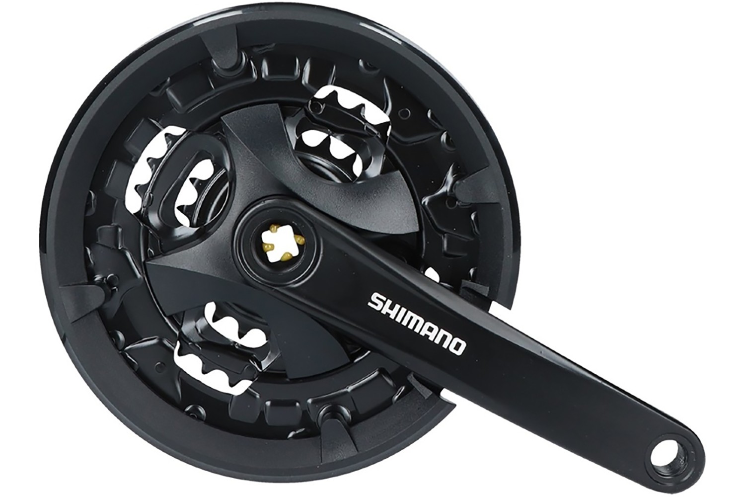 фото Шатун shimano mt101 175мм 40/30/22 для 3*9 ск с защитой черный efcmt101e002clb