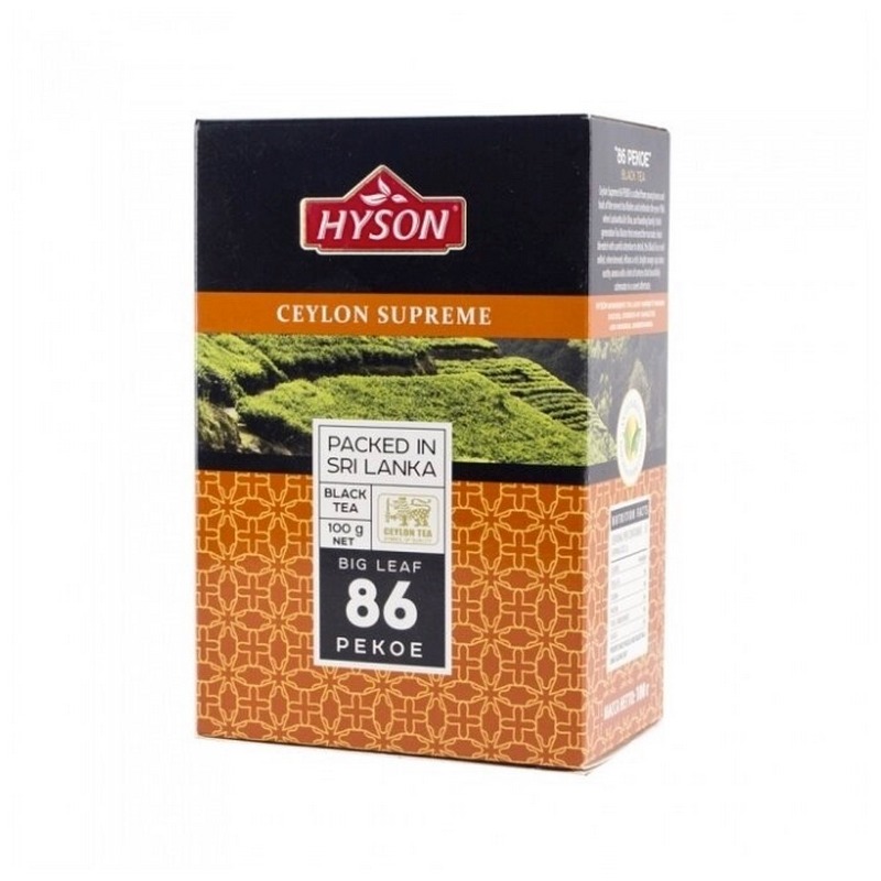 Чай Hyson Sepreme Big leaf 86 Pekoe, крупнолистовой черный, 100 гр