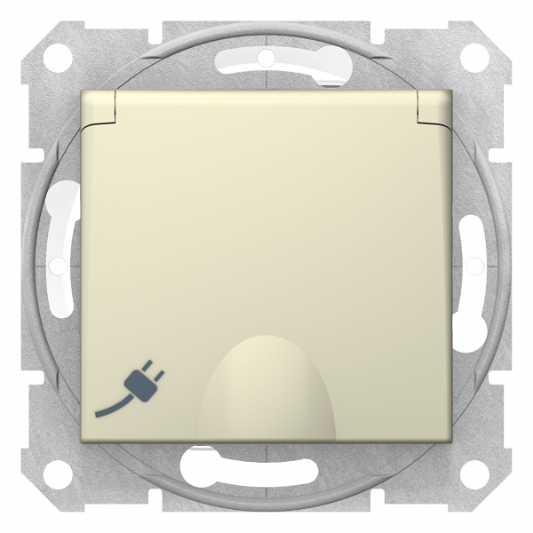 фото Розетка se розетка sedna бежевая 1-ая ip44 16а с з/к,с крышкой schneider electric