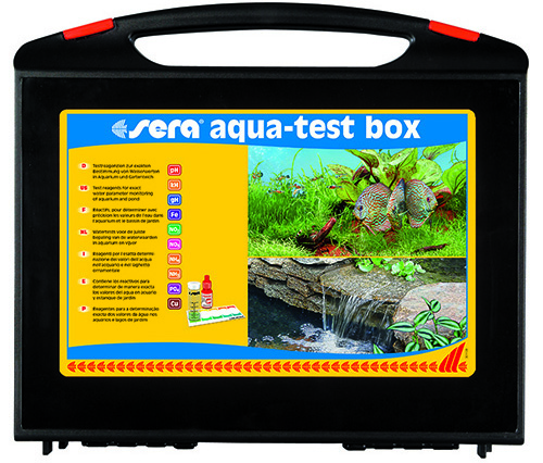 Набор тестов для воды Sera AQUA-TEST-BOX (рН, GH, KH, NH4/NH3, NO2, NO3, PO4, Fe, +Cu)