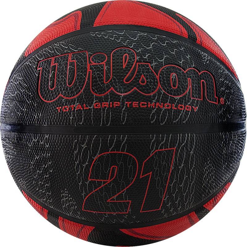 фото Баскетбольный мяч wilson 21 series №7 черно-красный/cеребристый