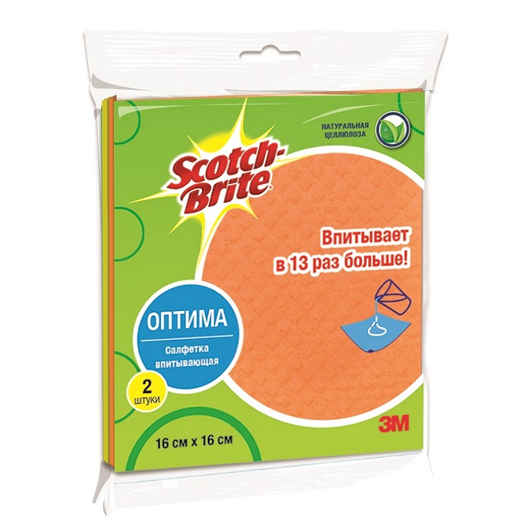 фото Салфетка scotch-brite оптима впитывающая 2 шт, 1 уп,