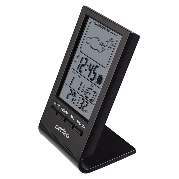 фото Perfeo часы-метеостанция "angle", чёрный, (pf-s2092) время, температура, влажность, дата