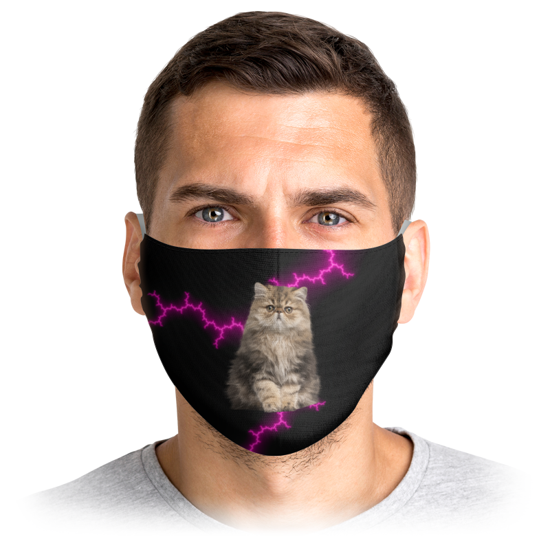 

Многоразовая маска Printio Кот и молния черная M, Кот и молния
