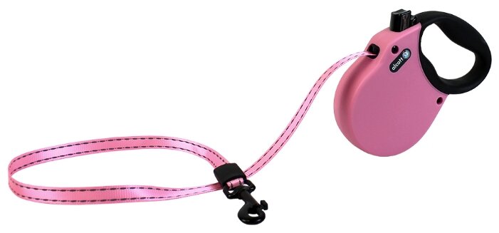 фото Рулетка для собак alcott adventure xs до 11 кг антискользящая ручка , лента, розовый 3 м