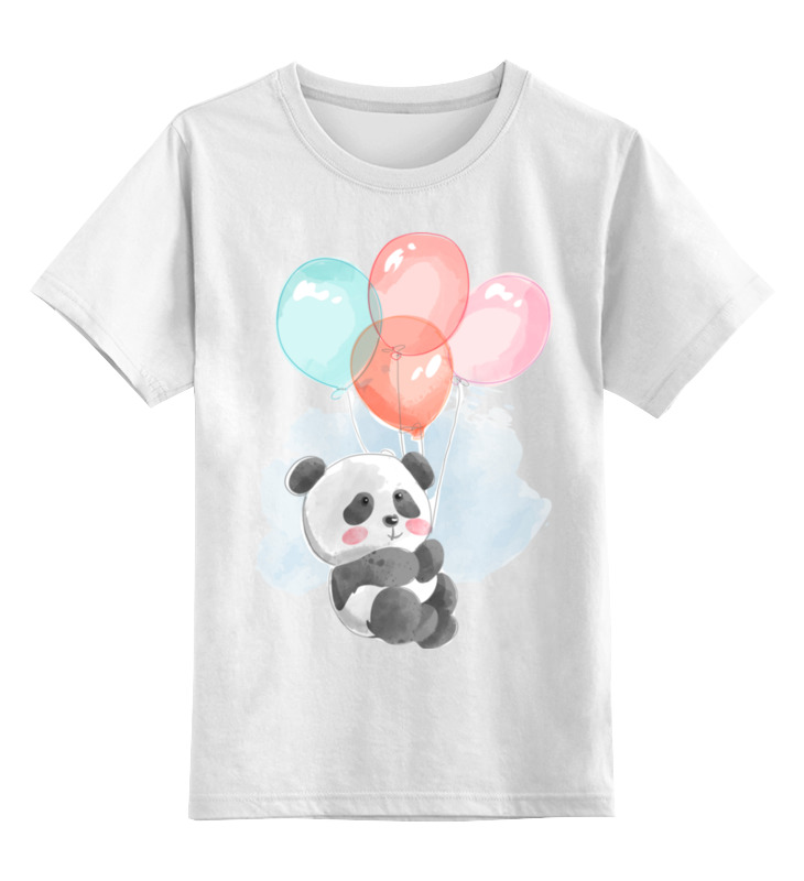 Детская футболка классическая унисекс Printio Маленькая панда летит на воздушных шариках путешествие на воздушных шариках