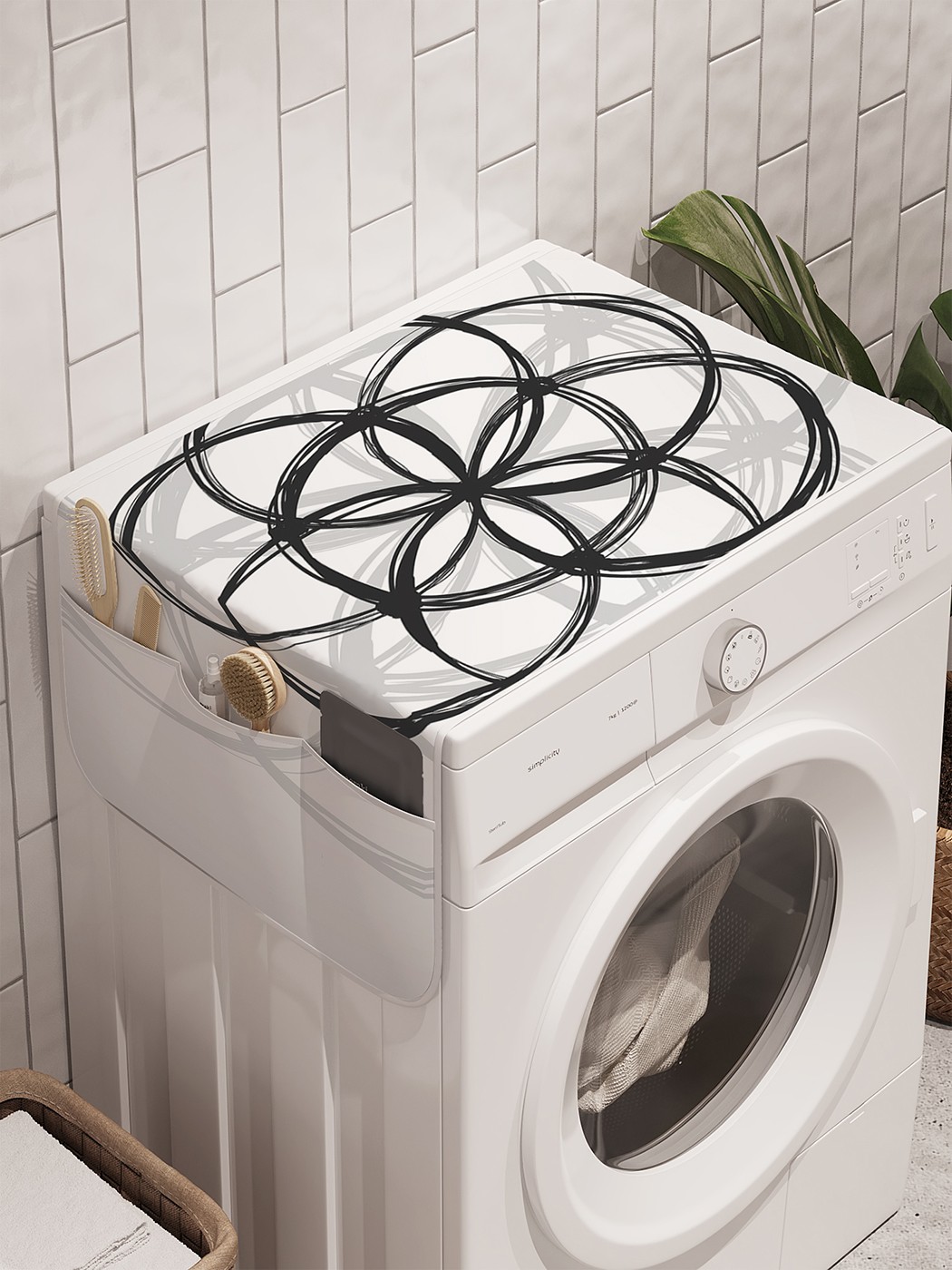 фото Органайзер "геометрический цветок" на стиральную машину, 45x120 см ambesonne