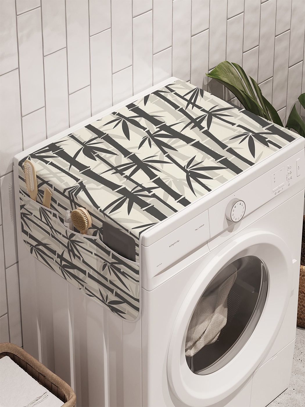 фото Органайзер "бамбуковая трава" на стиральную машину, 45x120 см ambesonne