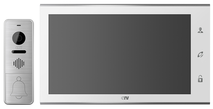 Комплект видеодомофона CTV-DP4105AHD - Белый визитница на кнопке 20 карт белый