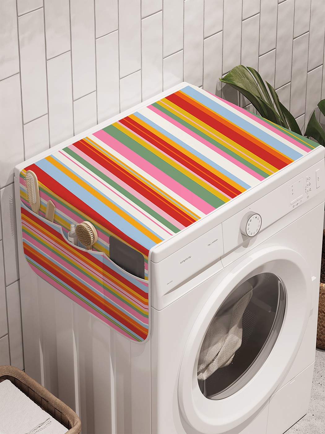 фото Органайзер "сигнальные цвета" на стиральную машину, 45x120 см ambesonne