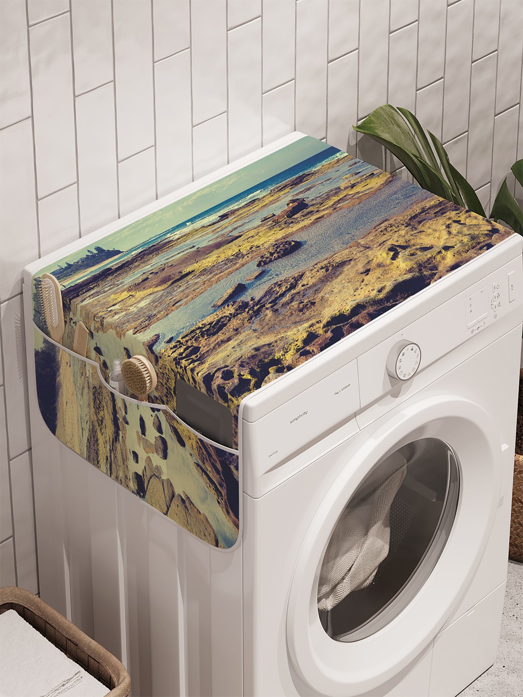 фото Органайзер "болотистый берег" на стиральную машину, 45x120 см ambesonne