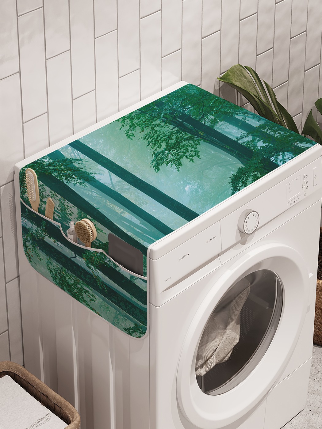 фото Органайзер "лесное сокровище" на стиральную машину, 45x120 см ambesonne
