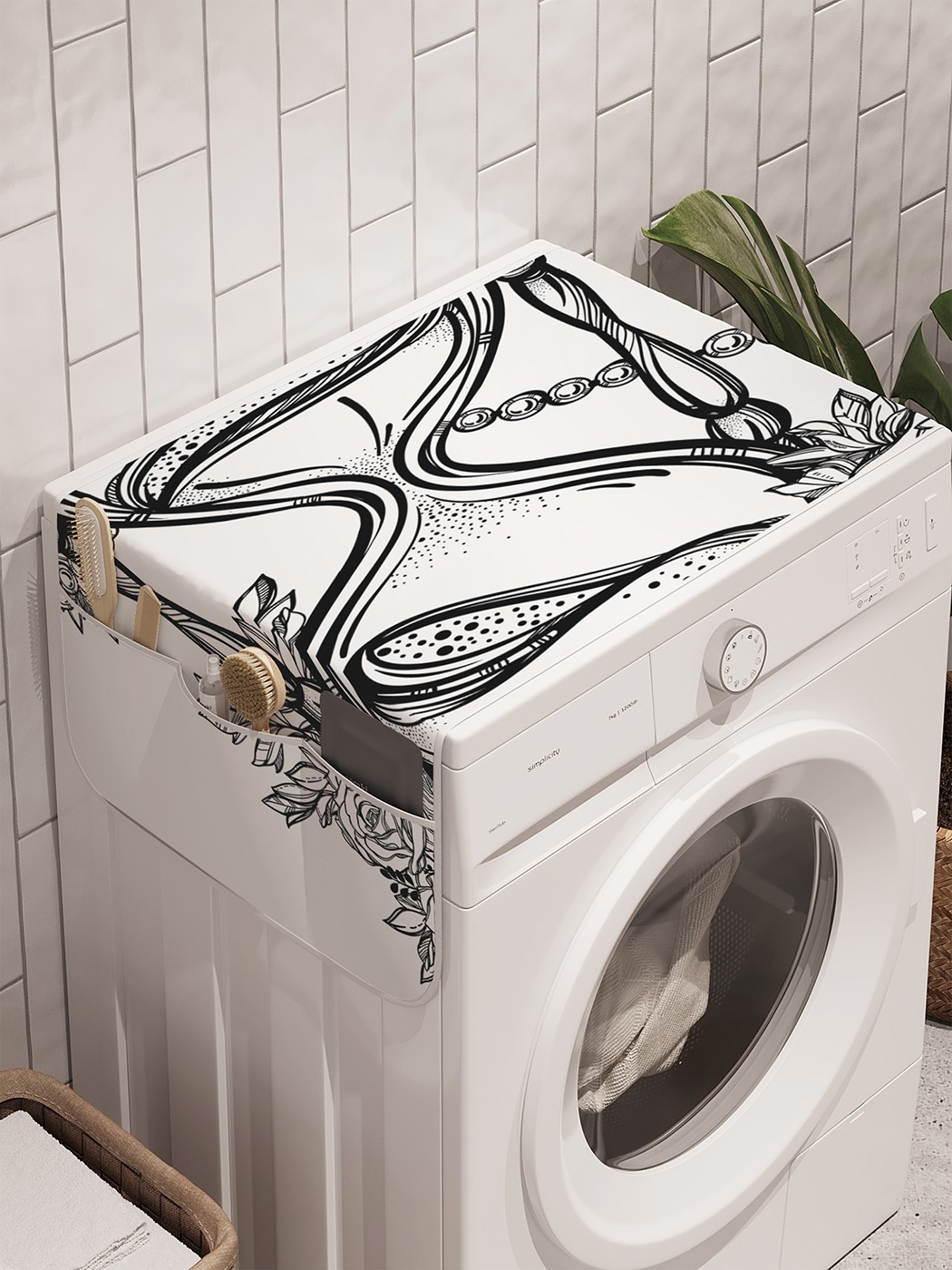 фото Органайзер "цветы времени" на стиральную машину, 45x120 см ambesonne