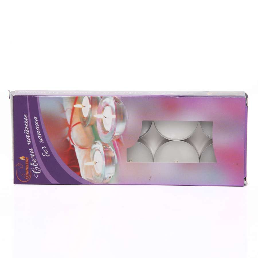Свечи чайные в гильзе без запаха (10 шт.) картонная коробочка, Chameleon  - Купить