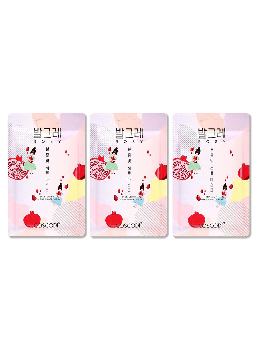 

Маска COSCODI ROSY PINK LIGHT POMEGRANATE MASK SHEET 3 шт