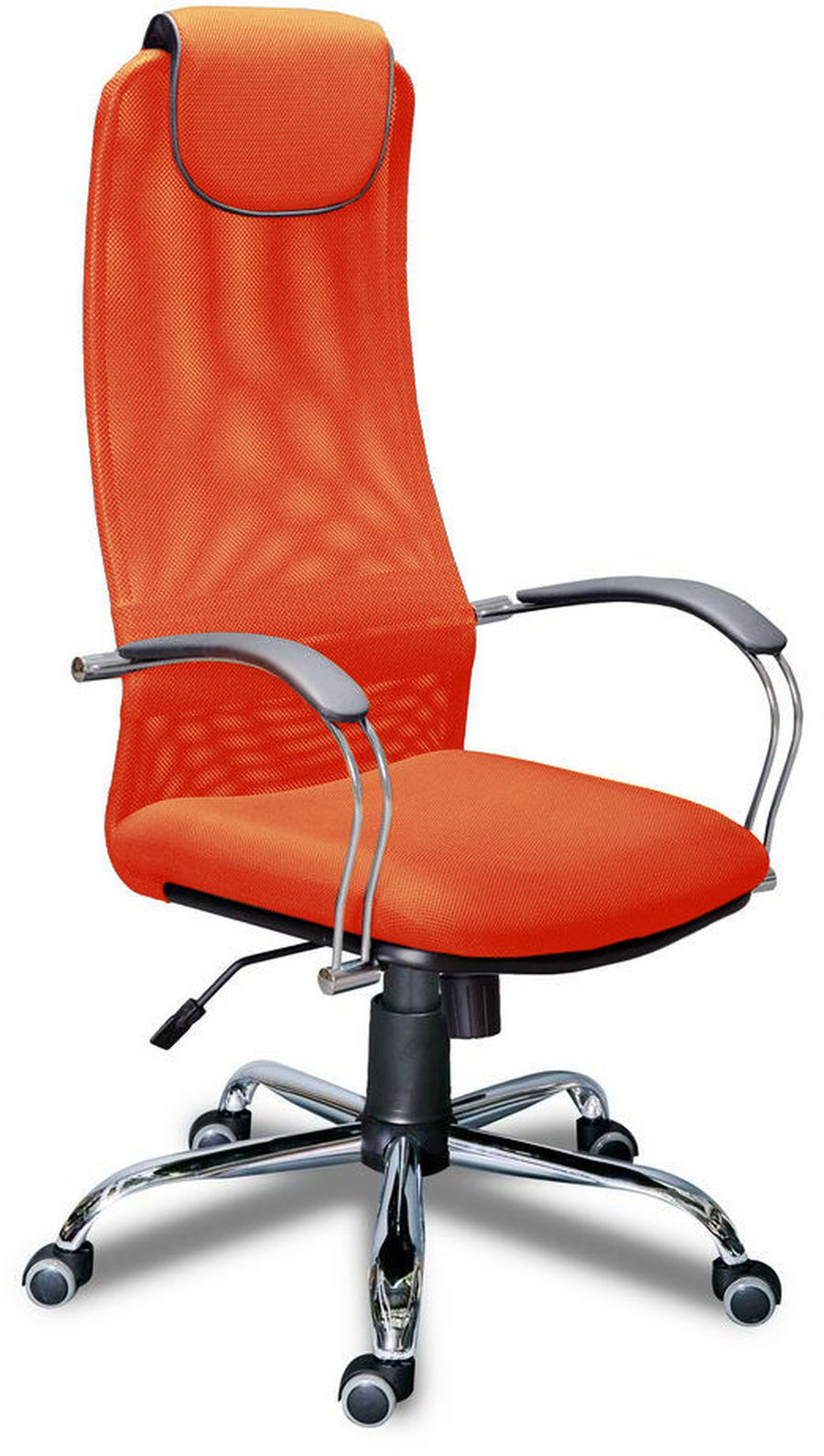 Компьютерное кресло Фокс хром/Ткань сетка оранжевая