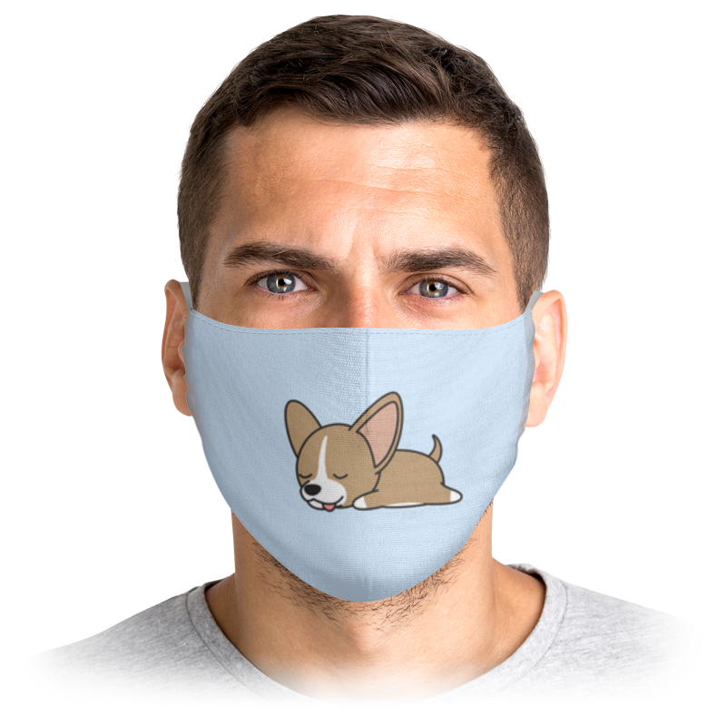 

Многоразовая маска Printio Пес спит голубая M, Пес спит