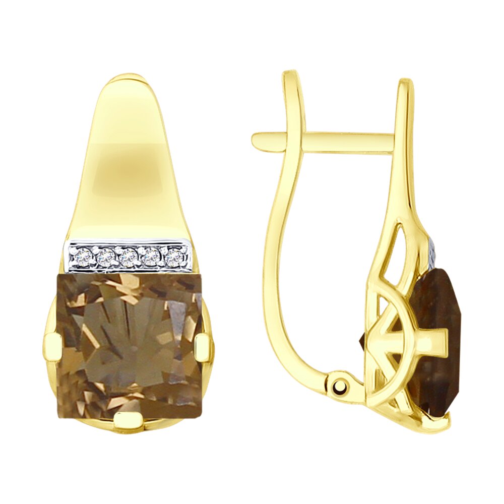 

Серьги из желтого золота SOKOLOV 725539-2, фианит/раухтопаз, 725539-2
