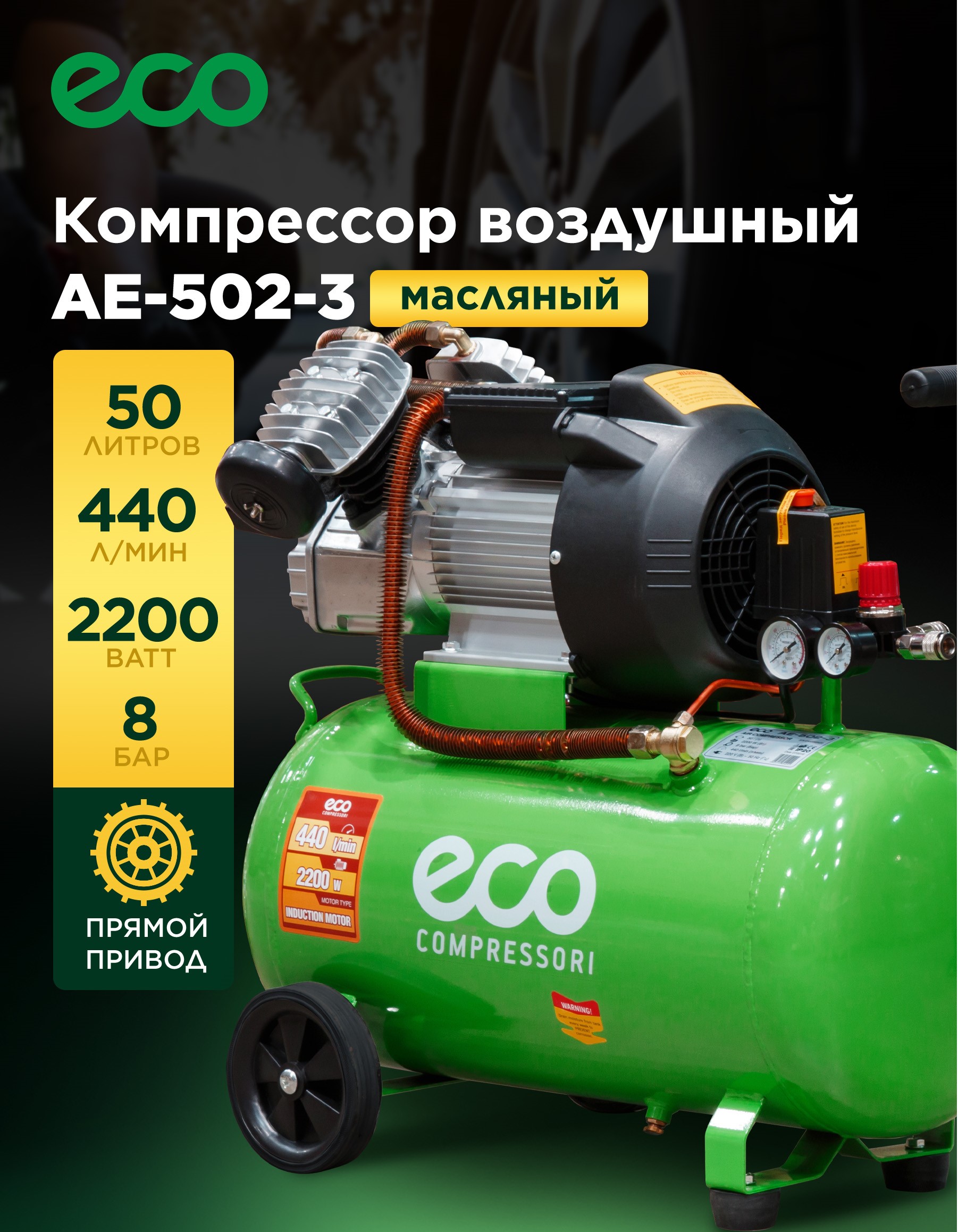Компрессор воздушный масляный ECO AE-502-3