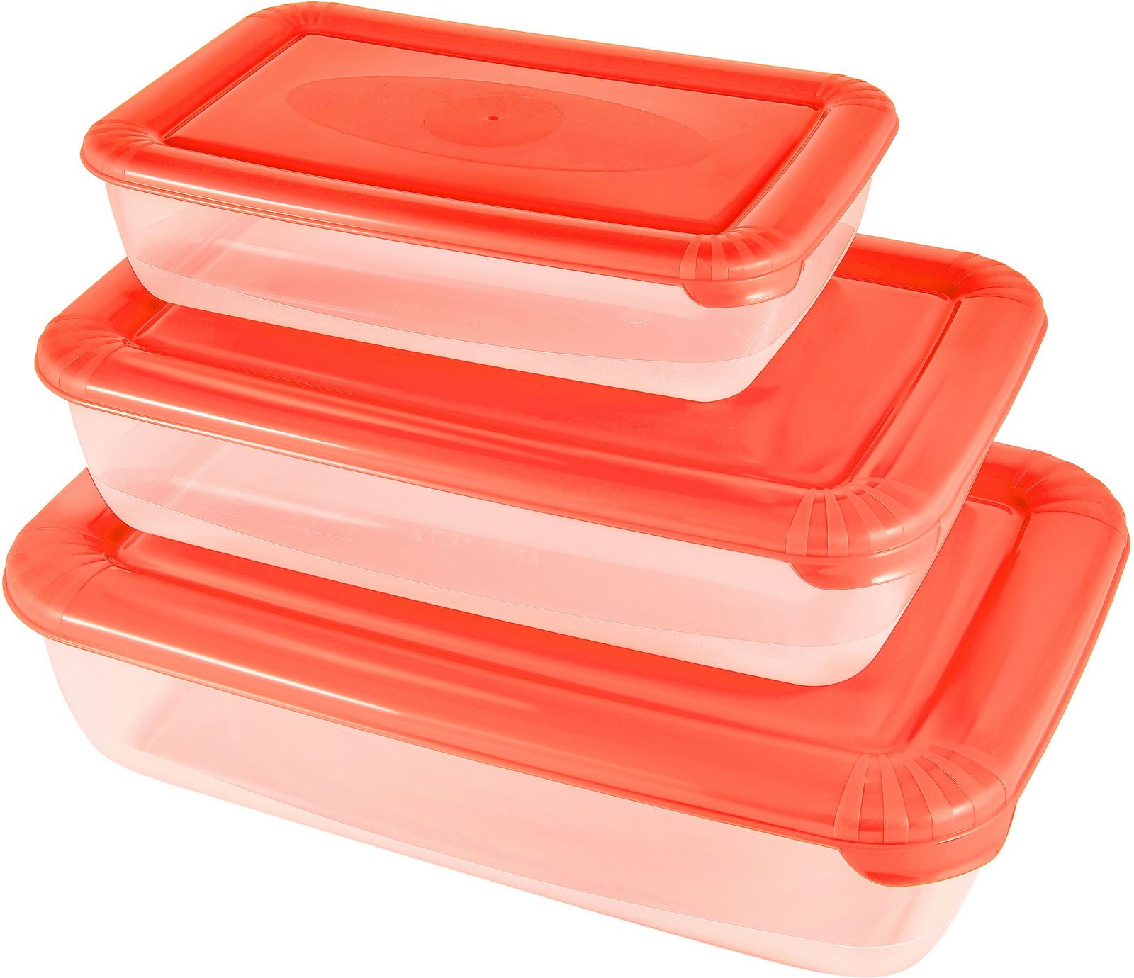 

Набор емкостей для хранения продуктов Plast Team POLAR прямоугольных 3 шт. коралловый