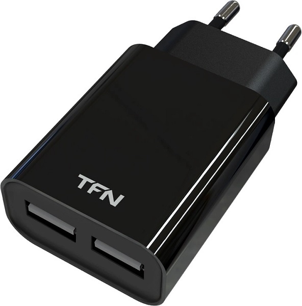 фото Сетевое зарядное устройство tfn 2 usb, 2,4 a, (tfn-wc2u24abk) black