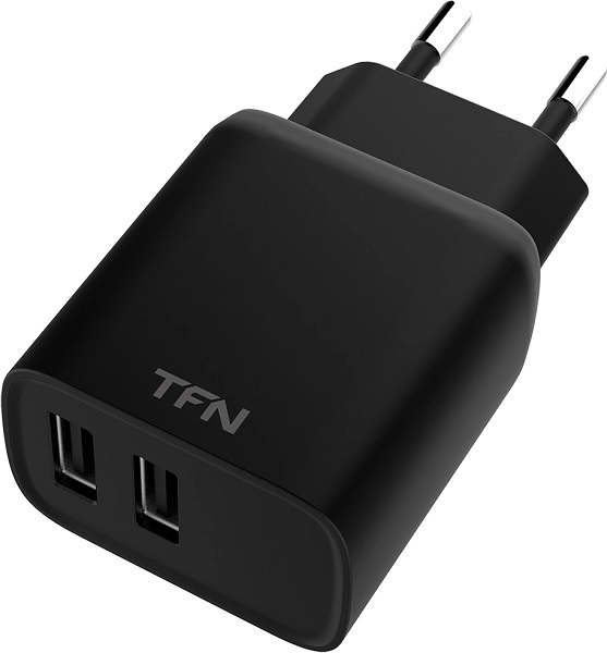 фото Сетевое зарядное устройство tfn rapid+, 2 usb, 2,4 a, (tfn-wcrpd12w2ubk) black