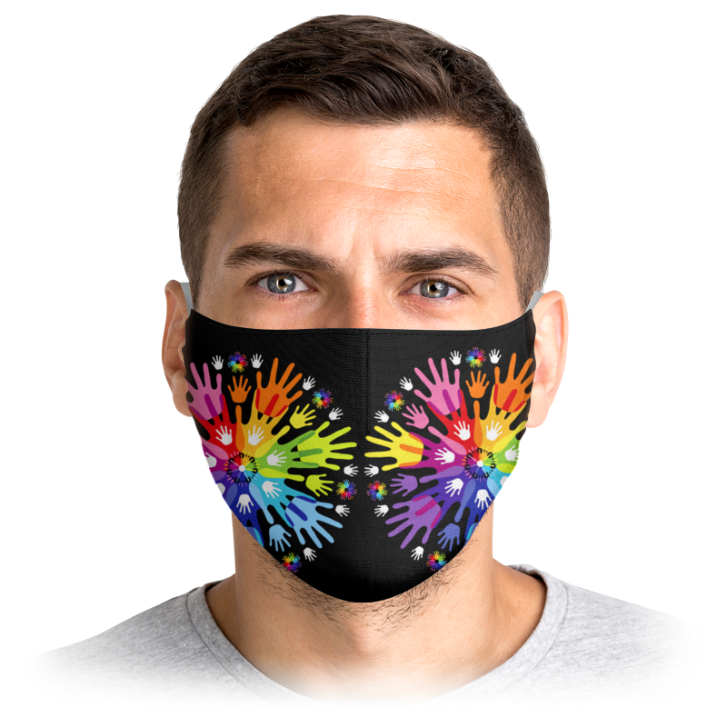 

Многоразовая маска Printio Color hands черная M, Color hands