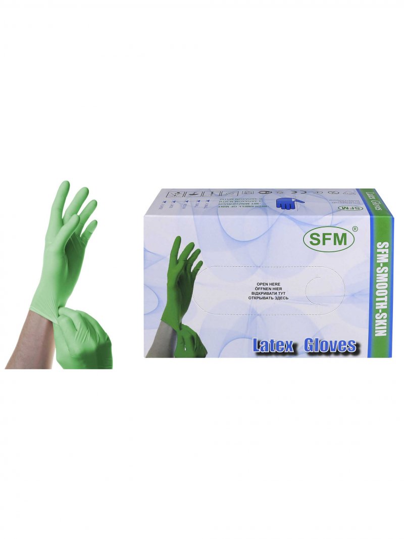 

Перчатки медицинские SFM Hospital Products латексные 50 пар SMOOTH SKIN mint 50 XS зеленый, Smooth-Skin mint