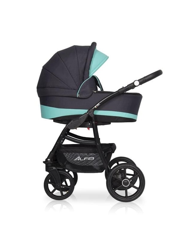 

Коляска 2 в 1 Riko Basic Alfa Ecco графит-бирюзовый 04, Alfa Ecco