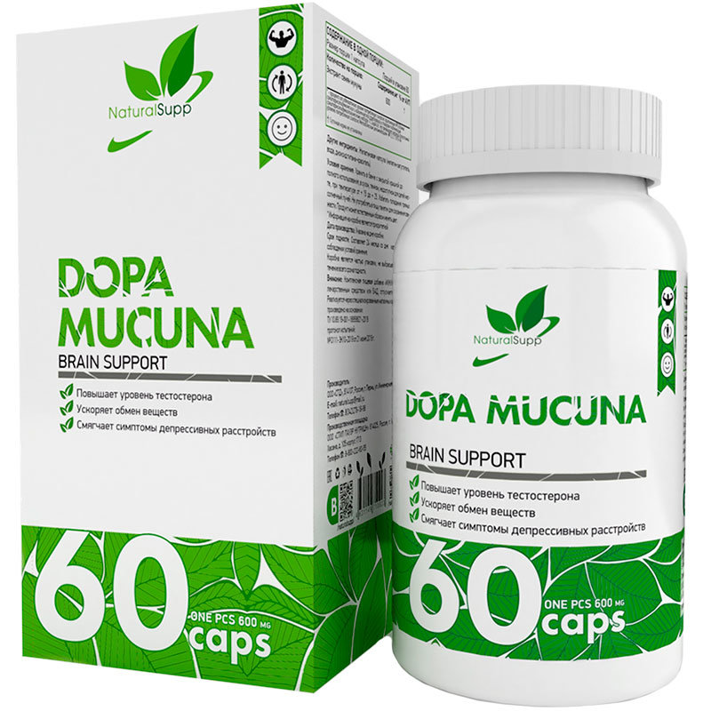 

Экстракт семян мукуна NaturalSuppDopa Mucuna 600 мг капсулы 60 шт., Mucuna 600 мг