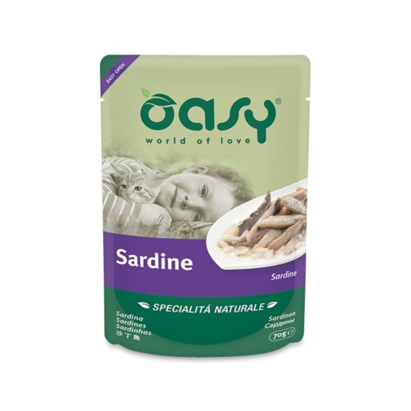 фото Влажный корм для кошек oasy specialita naturali sardine, рыба, 24шт, 70г