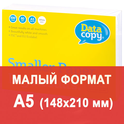 

Бумага для офисной техники Data Copy, А5, 80 г/м2, 500 листов, Белый
