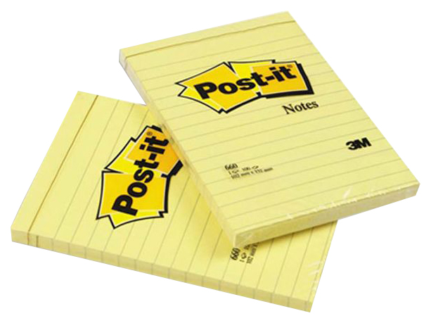 Бумага для заметок с липким слоем 3M Post-it линованная 102х152 мм Желтый