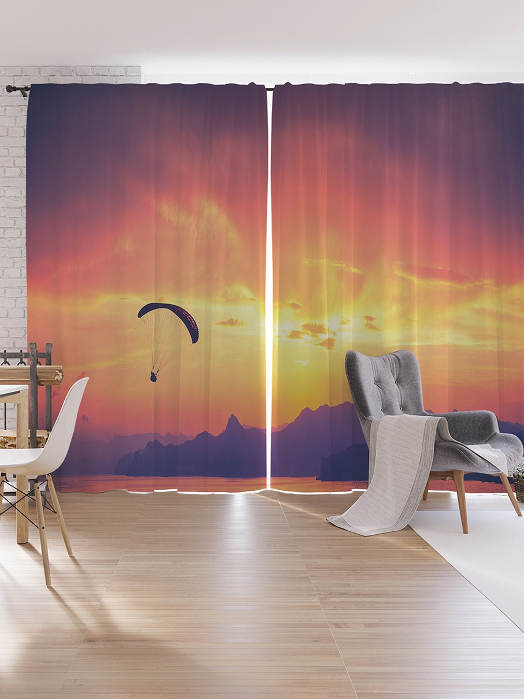 

Шторы под лён JoyArty «Парашютист на закате», серия Oxford DeLux, 340х265 см, Шторы под лён «Парашютист на закате», серия Oxford DeLux, 340х265 см